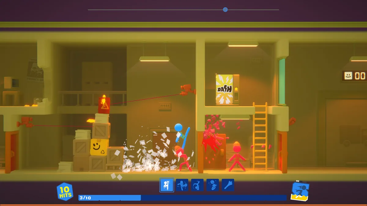 Stick It to the Stickman Steam screenshot showing a yellow marked box in a workplace fight